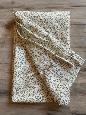 Threshold Cream Green with Olive Leaf Print Full size Pillowcases
